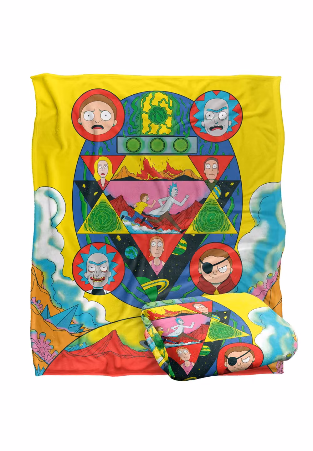 Warner Brothers Rick & Morty Officially Licensed Silky Touch Super Soft Throw Blanket, White and Multicolour, W: 152 cm, D: 127 cm – 2