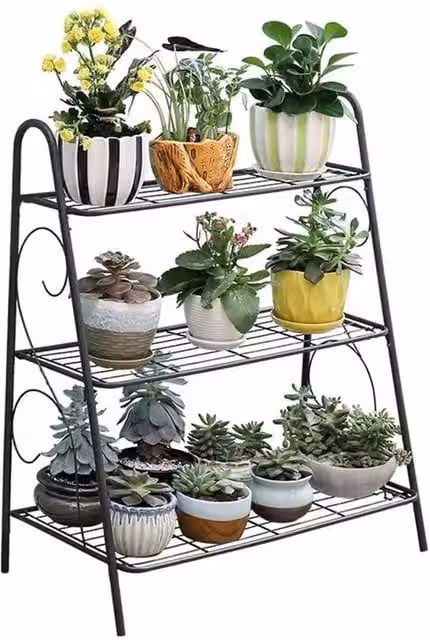 NESTLUNE 3 Tier Metal Ladder Shoe Rack in Matt Black, H 69 cm x W 15 cm x D 15 cm – 1