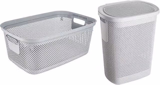 Keeeper White Laundry Basket 30L and Laundry Hamper 58L Set with Side Handles