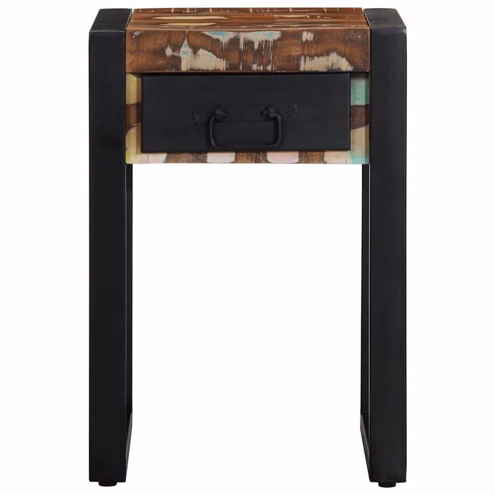 Berkfield Home Multicolour Reclaimed Solid Wood Side Table W/D/H: 35 x 35 x 50 cm – 3