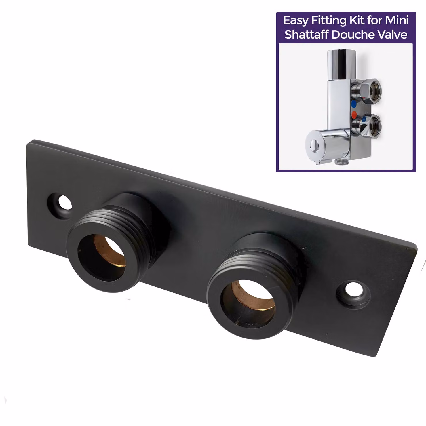 Nes Home Thermostatic Shower Valve and Mini Douche Shattaf Plate Bracket in Matt Black – 2