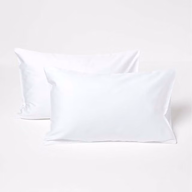 Homescapes Organic Cotton Kids Pillowcases, 2 Pack, White, W/D/H: 40 x 60 cm