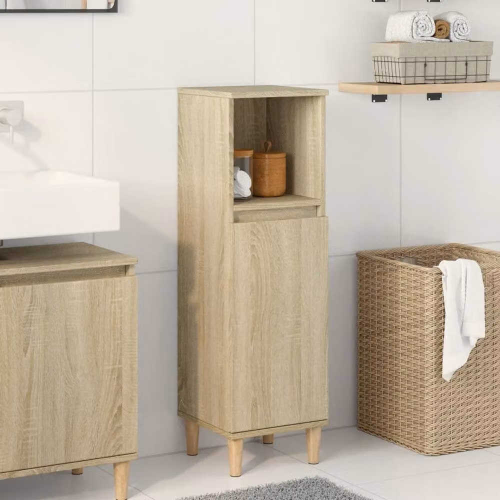 Berkfield Home Sonoma Oak Bathroom Cabinet in Brown, W/D/H: 30 x 30 x 100 cm – 2