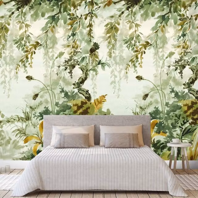 Grandeco Green Watercolour Jungle Botanical Vinyl Mural Wallpaper