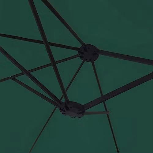 vidaXL Double-Head Cantilever Garden Parasol with LEDs in Green, W: 449 cm, H: 265 cm – 3