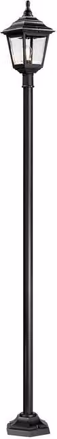 Netlighting Kerry Black Coastal Outdoor Lamp Post with Transparent Shade, IP44, E27