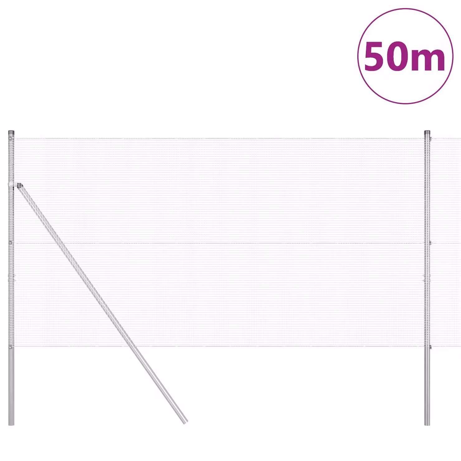 Berkfield Home Silver Galvanised Steel Welded Wire Fence with 13 Posts, 1.4 x 50 m – 2