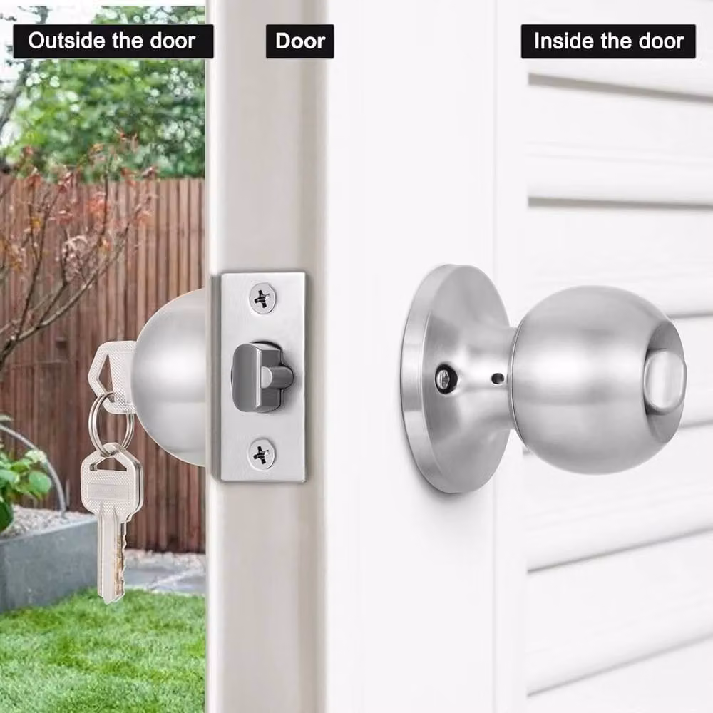 SPETLEK Silver Matt Stainless Steel Door Knob Set for Privacy or Passage Doors – 2