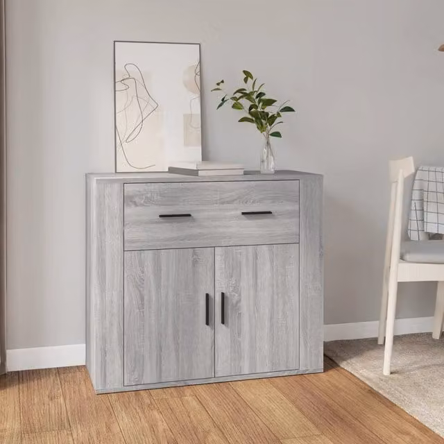 Berkfield Home Grey Sonoma Sideboard in Engineered Wood W/D/H: 80 x 33 x 70 cm