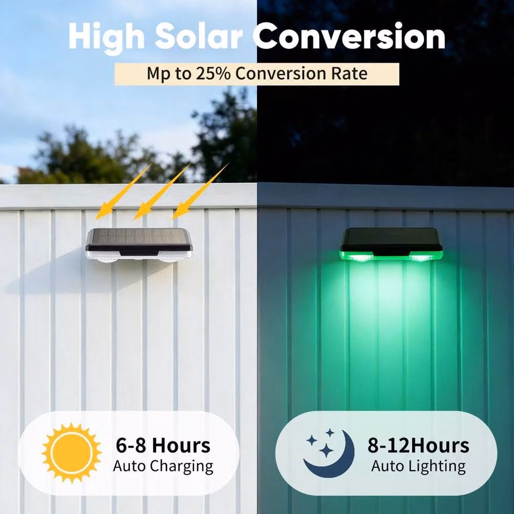 NESTLUNE Set of 4 Multicolour RGB Solar Powered LED Wall Mounted Garden Lights in Black – 4