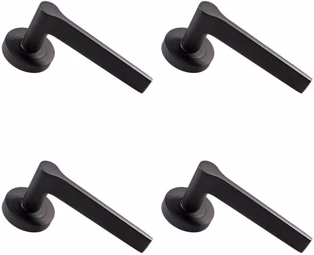 Loops 4x Pair Straight Rounded Handles on Round Rose with Concealed Fixings in Matt Bronze