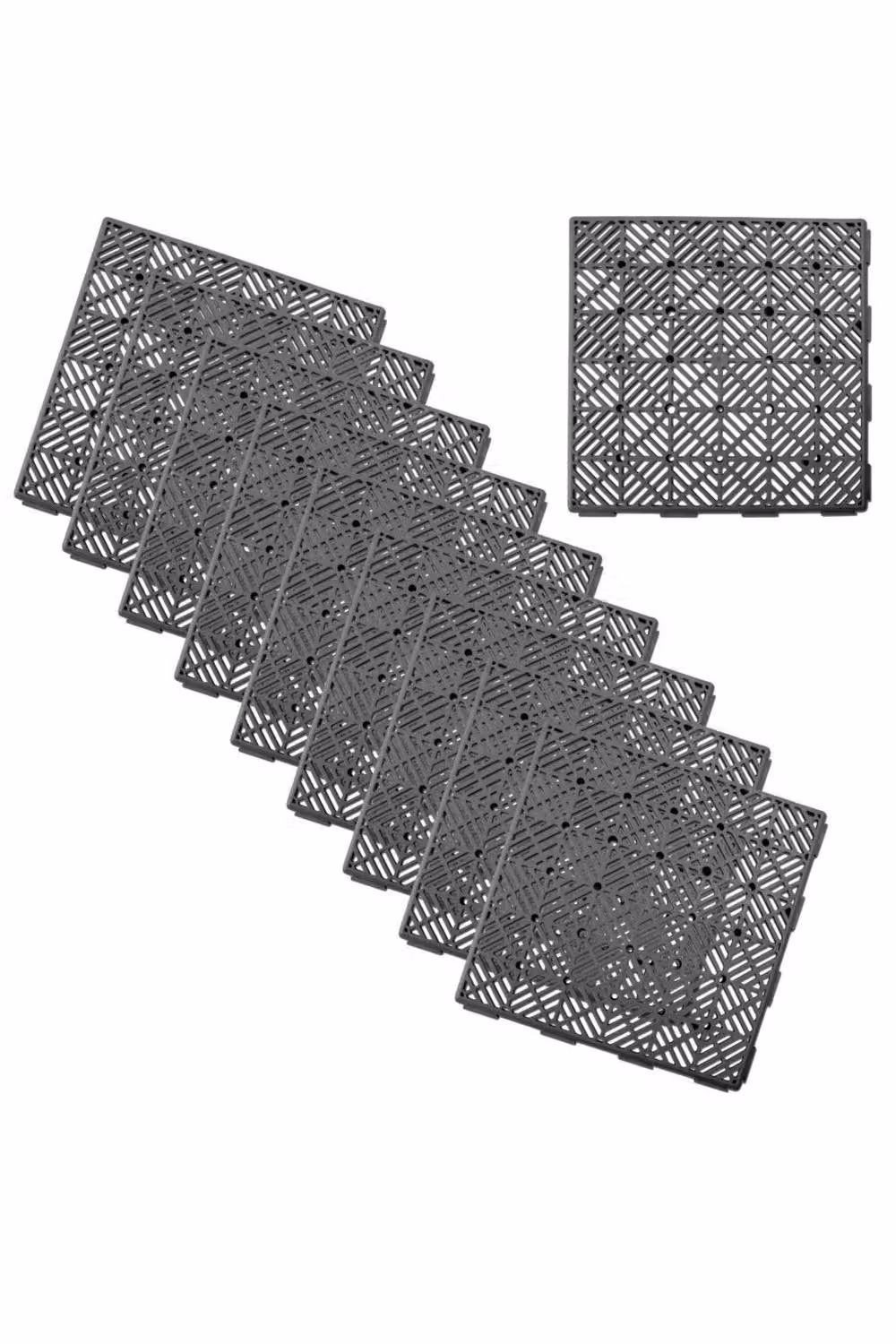Marco Paul 10 Pack Easy Click Plastic Garden Deck Tiles in Grey – 2
