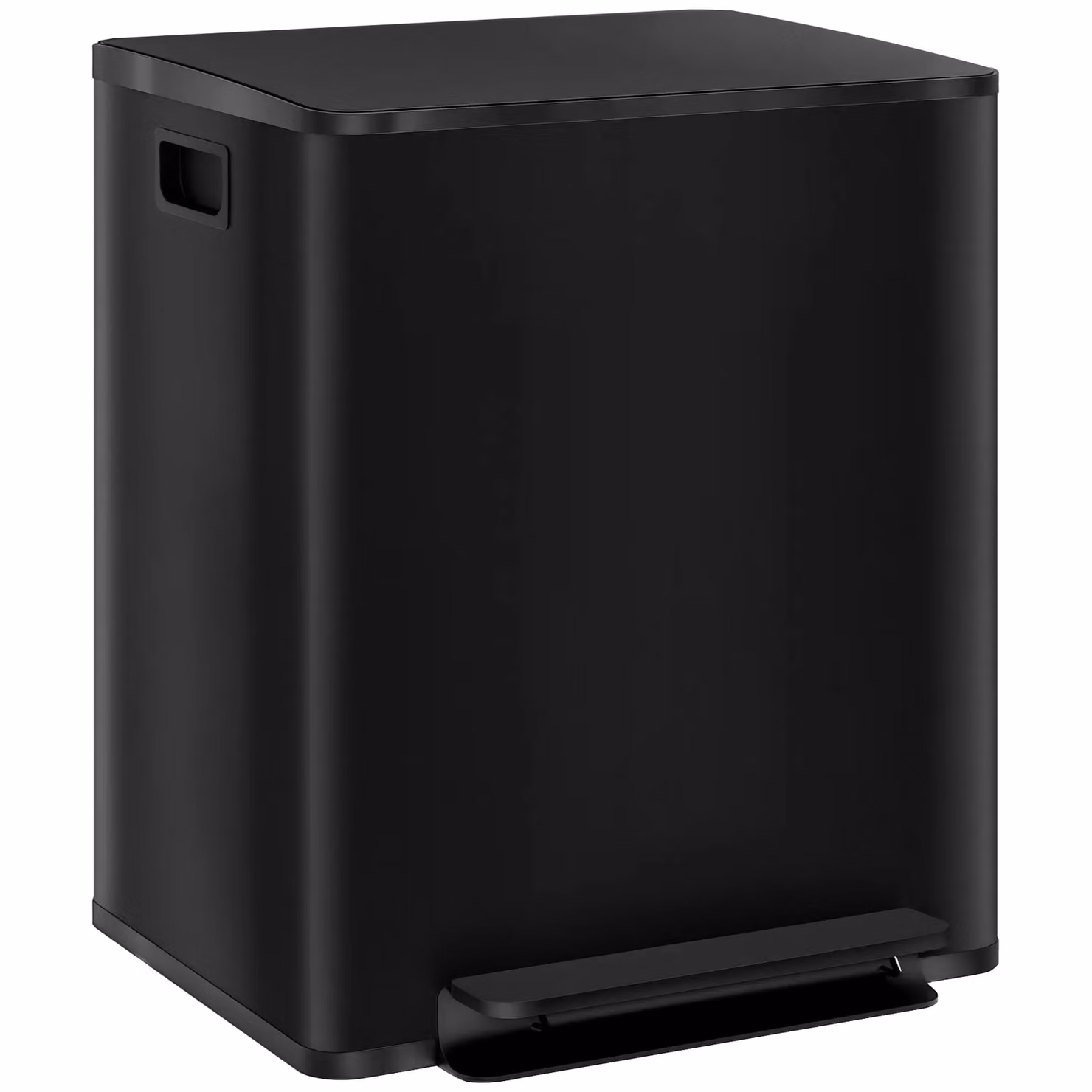 HOMCOM Black Double Kitchen Bin with Soft Close Lid and Pedal for Recycling and Waste, 2 x 25L – 2