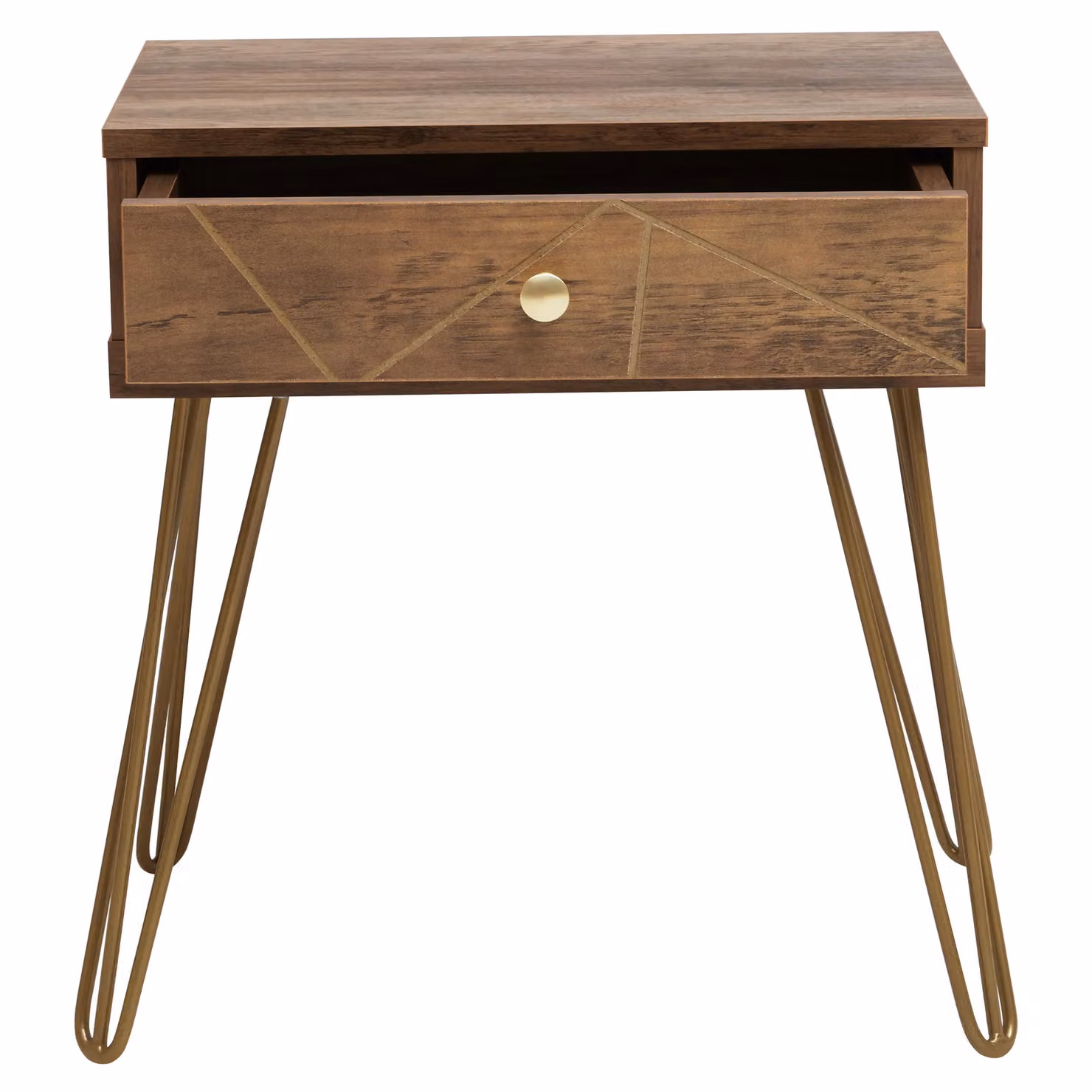 Orsina Brown One Drawer Side Table with Mid-Century Design, W/D/H: 45 x 45 x 45 cm – 2