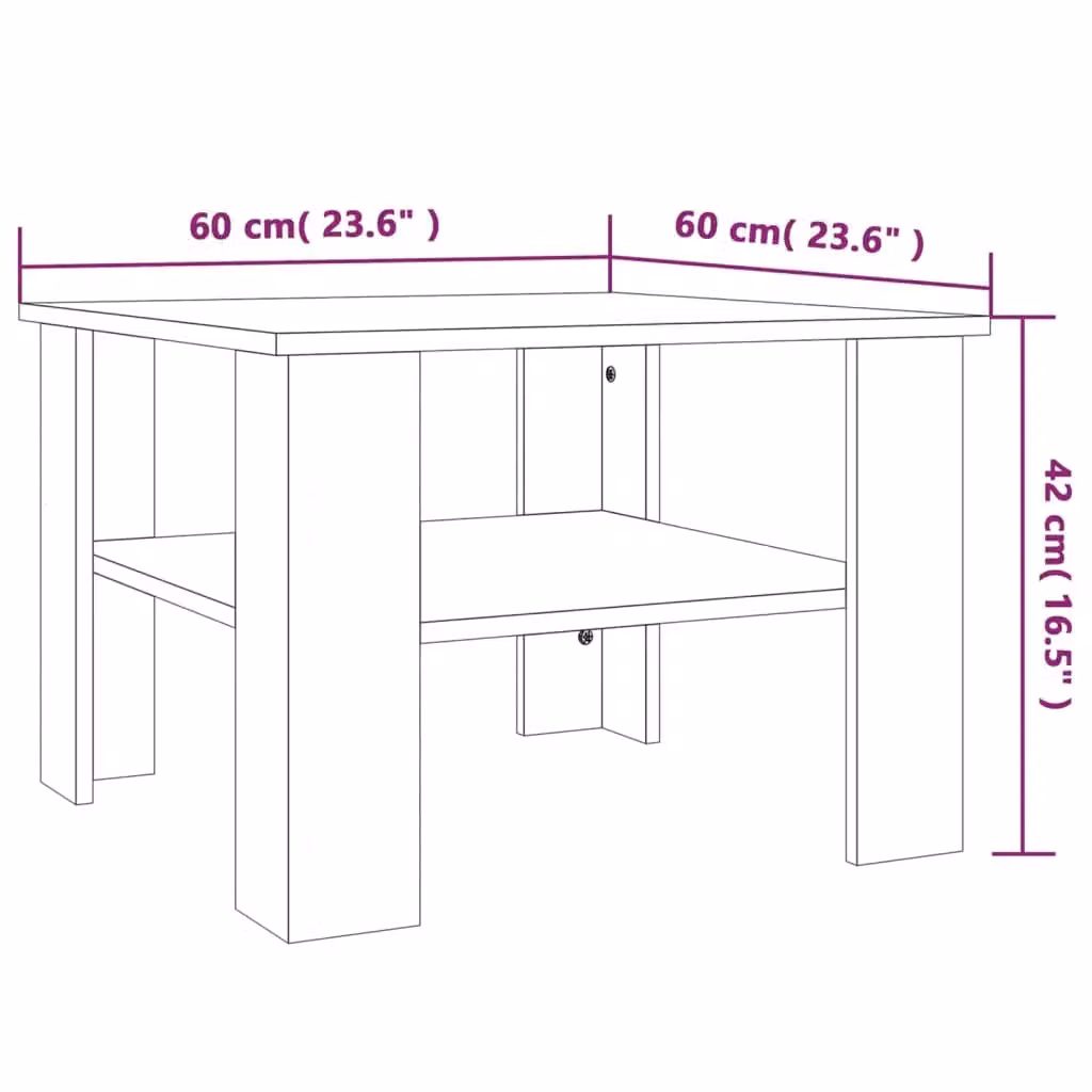 Berkfield Home Smoked Oak Coffee Table in Brown, W/D/H: 60 x 60 x 42 cm – 5