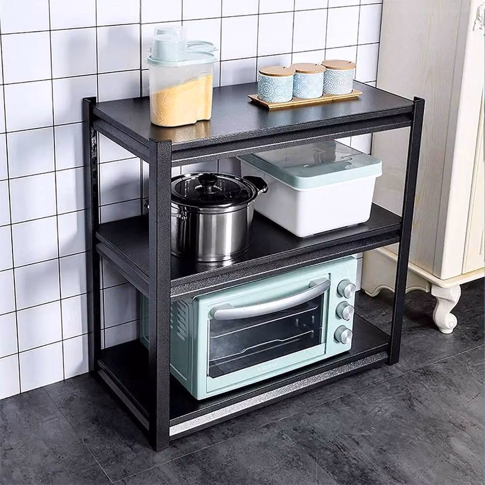 KORVIXA 3 Tier Metal Garage Racking in Black, W/D/H: 100 x 100 x 30 cm – 2
