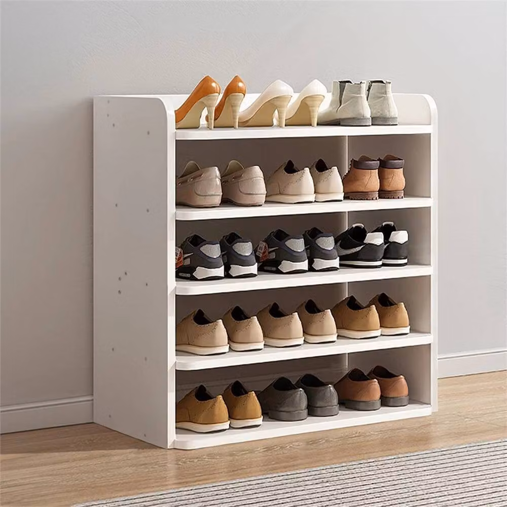 KORVIXA Freestanding White Shoe Storage Rack with Back Panel, Width: 100 cm – 2
