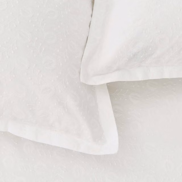 Murmur Alice Oxford Pillowcase in White Cotton Percale with Floral Design