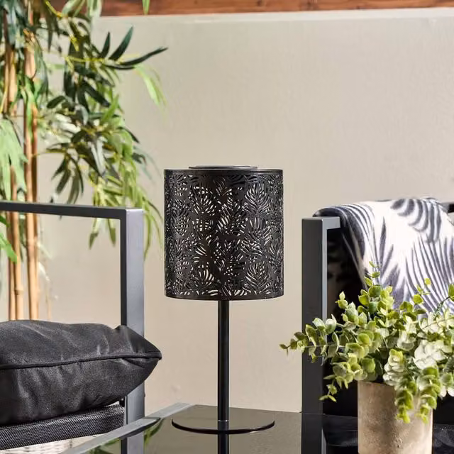OHS Black Metal Solar Outdoor Table Lamp with Dusk Sensor for Garden, Balcony and Terrace – 5