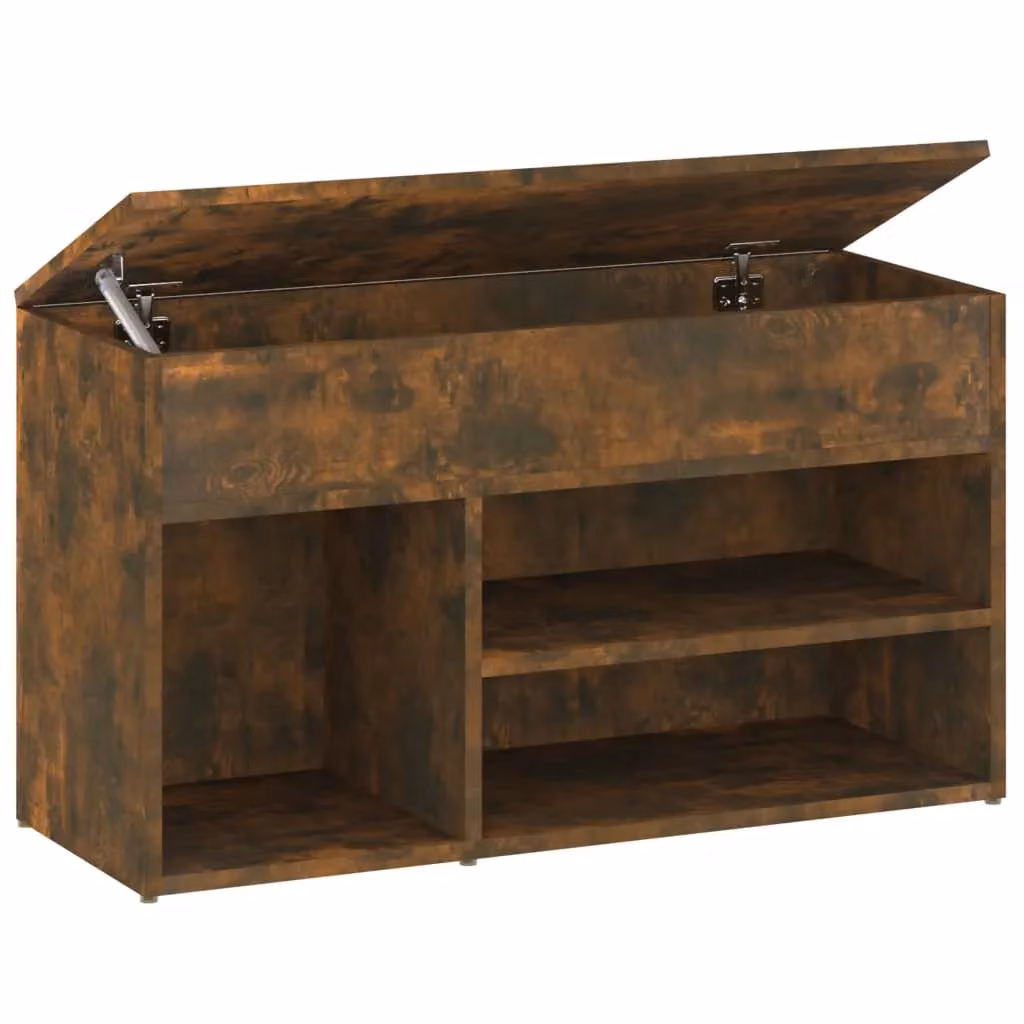 Berkfield Home Shoe Bench in Smoked Oak Brown, W/D/H: 80 x 30 x 45 cm – 2