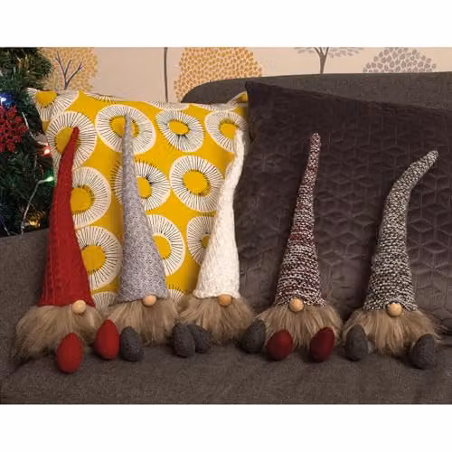 mysmartbuy Set of 5 Multicolour Scandinavian Christmas Gonk Gnome Figurines, H43 x W: 9 cm – 2