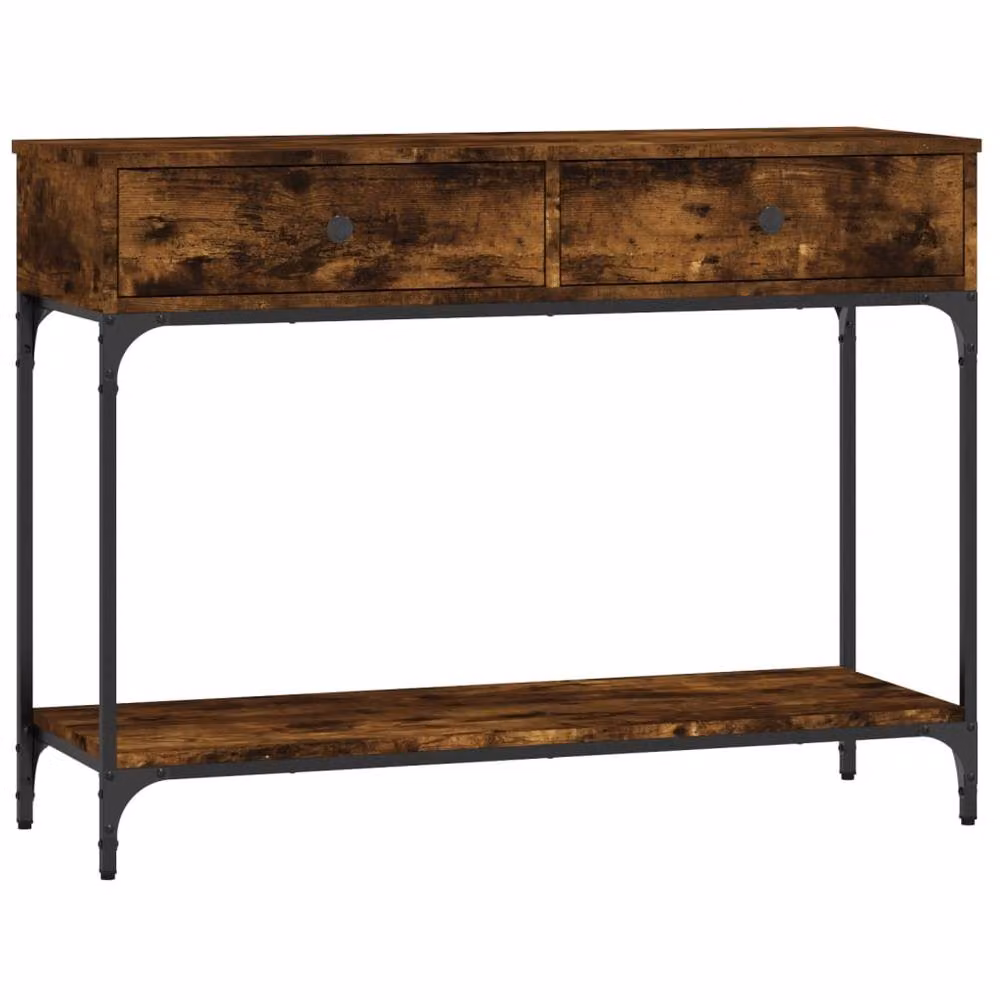 Berkfield Home Decorative Console Table in Smoked Oak Brown, W/D/H: 100 x 34.5 x 75 cm – 3