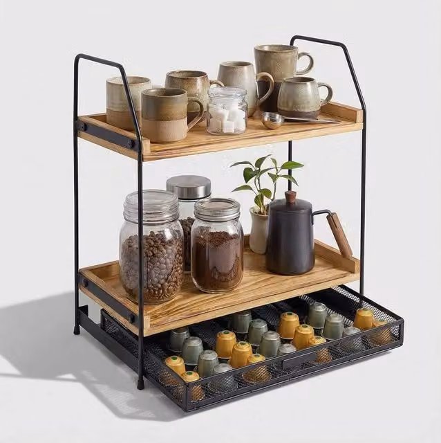 Kelvenix 2-Tier Countertop Organizer Shelf in Brown – 1