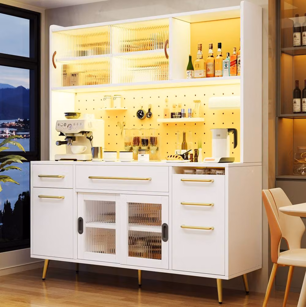 STILVORA White Matt Sideboard with Integrated LED Lighting and Sliding Door – 2