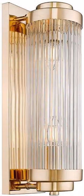 Netlighting Sergio Wall Lamp in French Gold with Transparent Glass and 2x E14 Sockets