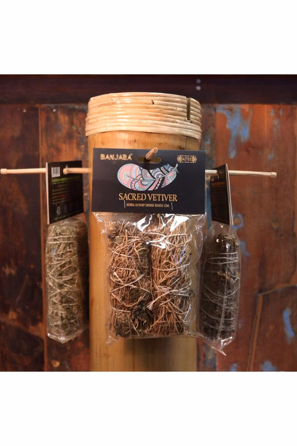 KDMD Vetiver Banjara Smudge Stick for Grounding and Relaxation, 2 Pack, Brown – 2