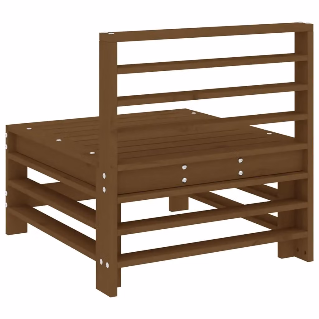 Berkfield Home Garden Middle Sofas 2 Piece Set in Honey Brown Solid Pine Wood – 5