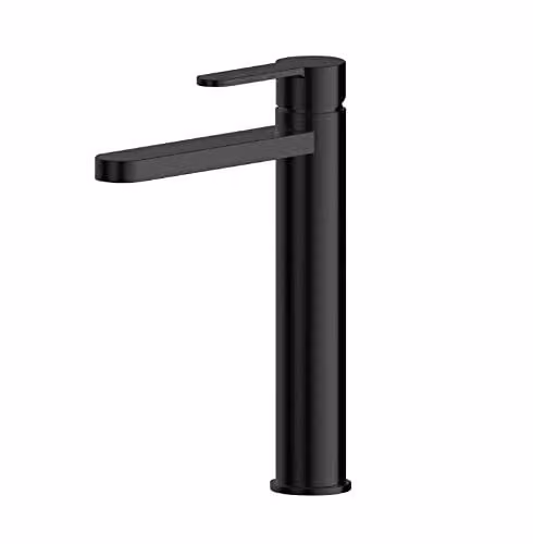 Nuie ARV470 Arvan Modern Round High Rise Mono Basin Mixer Tap with Single Lever Handle, Matt Black