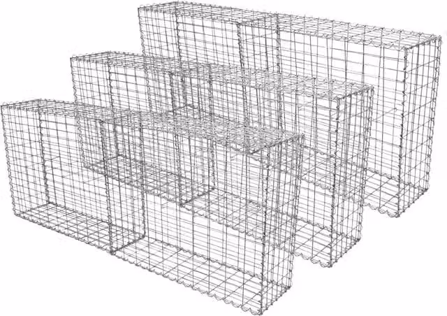 Monstershop Silver Galvanised Steel Gabion Baskets, 6 Pack, W: 100 cm, D: 80 cm, H: 30 cm – 1