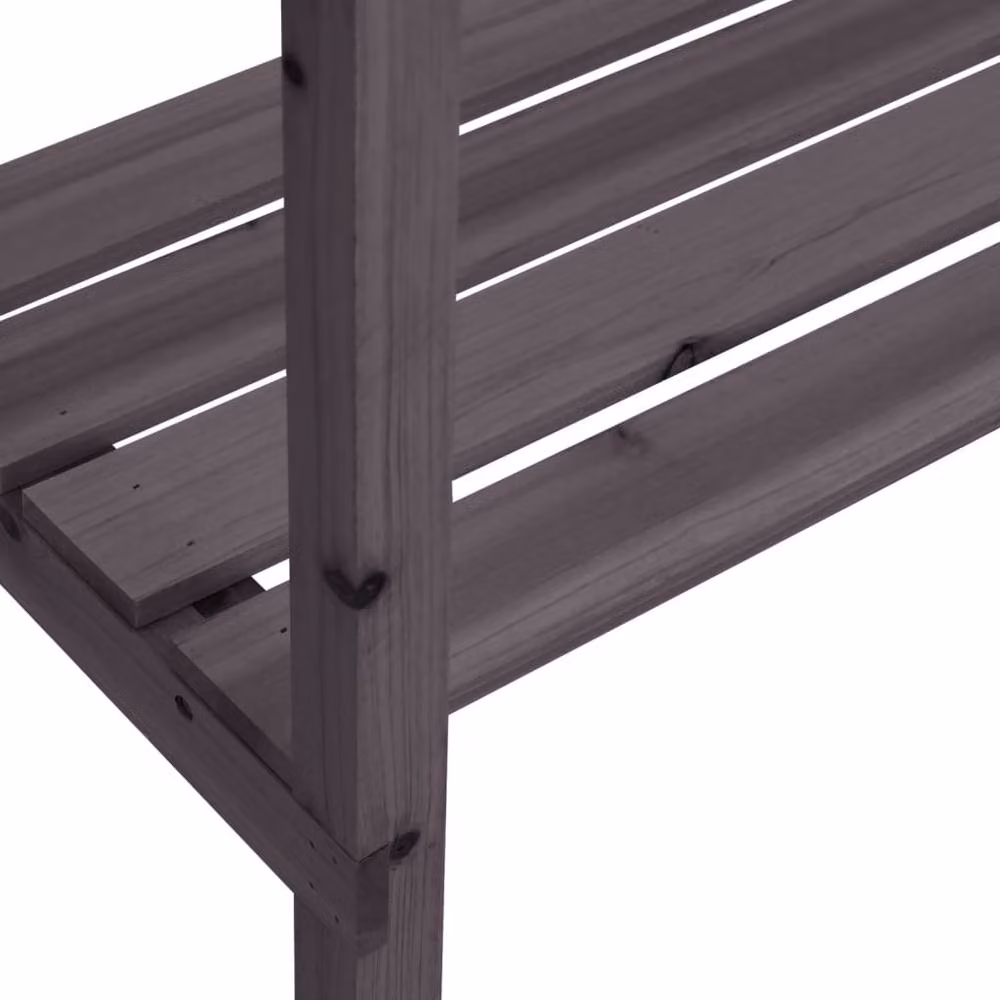 Berkfield Home Grey Rustic Solid Wood Plant Table with Shelf, W: 78 cm, D: 38 cm, H: 82.5 cm – 4