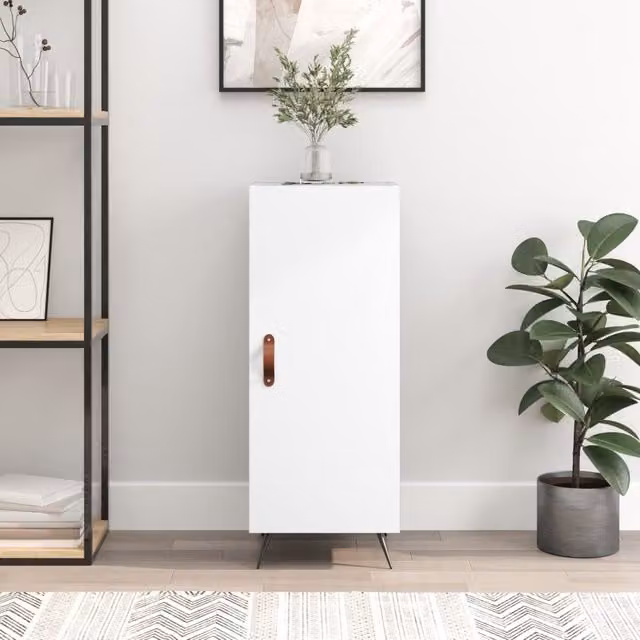 Berkfield Home Modern White Matt Sideboard in Engineered Wood, W/D/H: 34.5 x 34 x 90 cm – 1