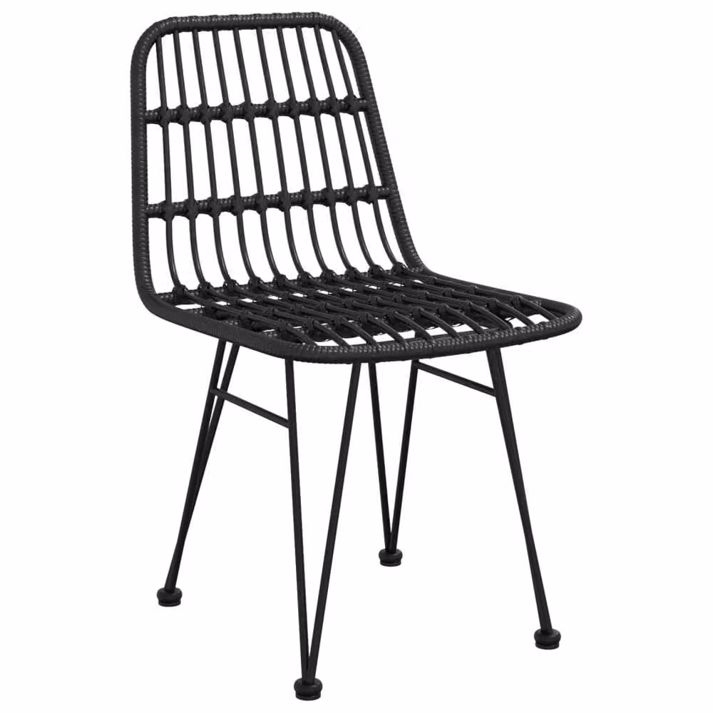 Berkfield Home Beautiful 5 Piece Black Poly Rattan Garden Dining Set – 3