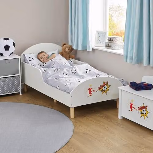 Liberty House Toys Football Kids Toddler Bed in White Solid Pine Wood