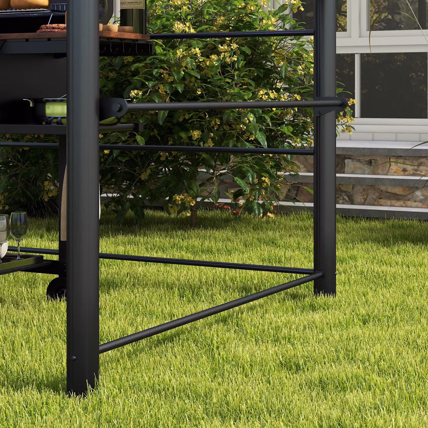 Outsunny Outdoor Grill Gazebo with Side Shelves and Polycarbonate Roof, Dark Grey, W: 240 cm, D: 150 cm, H: 230 cm – 7