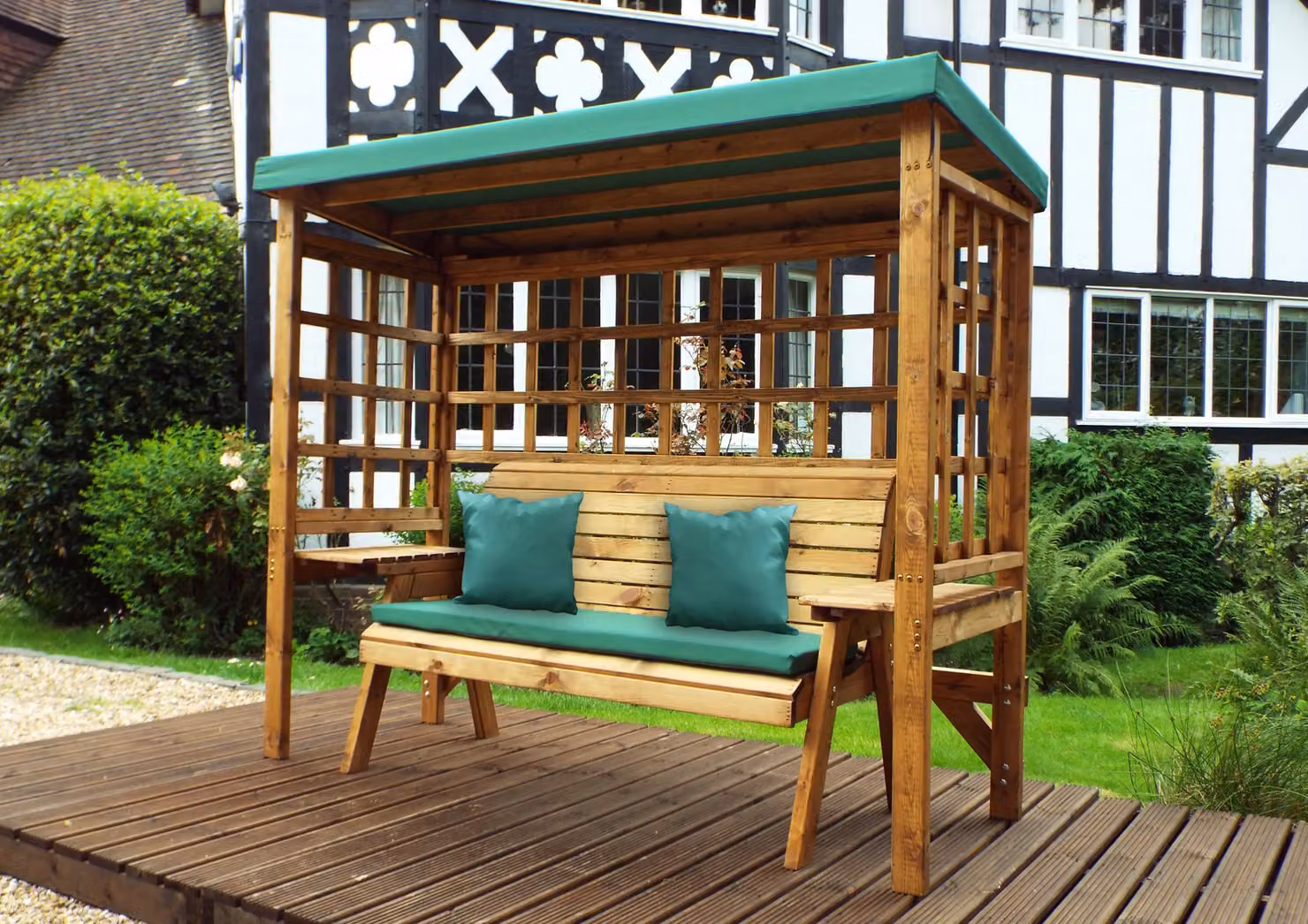 Charles Taylor Trading Wentworth Three Seater Garden Arbour in Green and Brown – 2