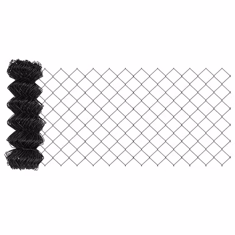 Berkfield Home Compact Steel Chain Link Fence in Grey and Black, H: 0.8 m x W: 25 m