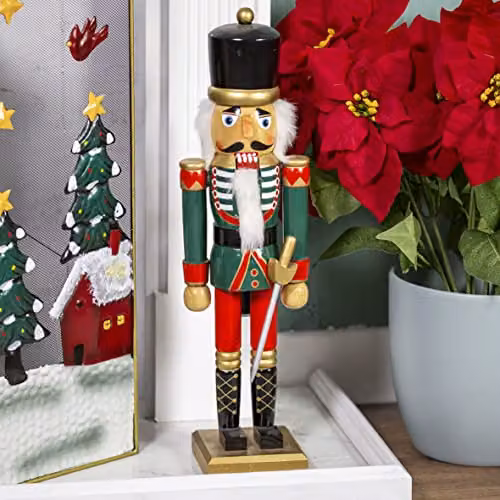 The Christmas Workshop 81560 Classic Wooden Nutcracker Soldier Christmas Decoration, Red, White and Green, Height: 50 cm – 2