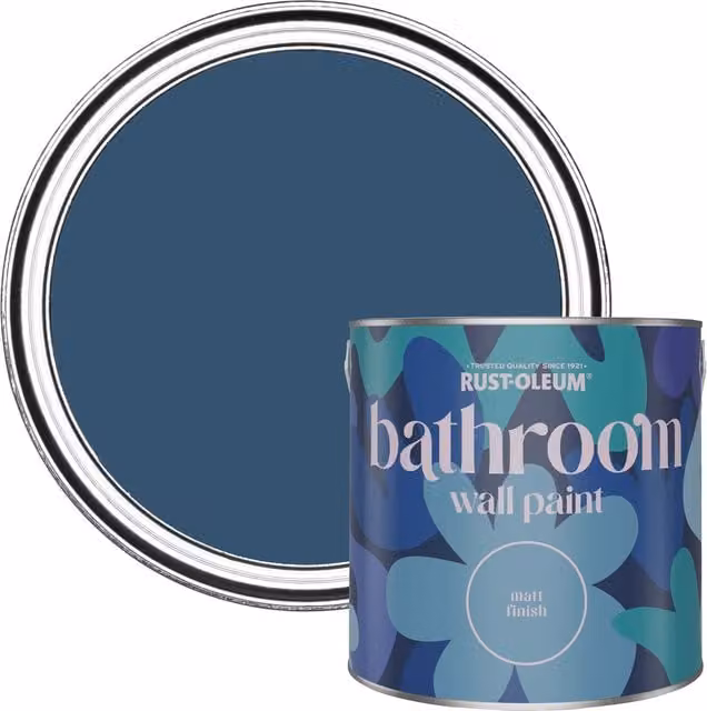 Rust-Oleum Blue Matt Water-Based Bathroom Wall and Ceiling Paint, 2.5L – 1