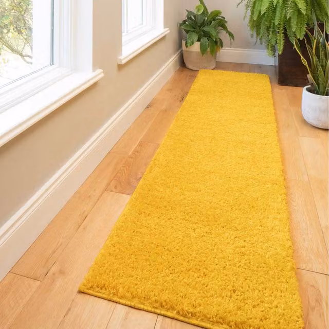 The Rug House Soft Value Shaggy Living Area Rug, Yellow, W: 230 cm, D: 60 cm