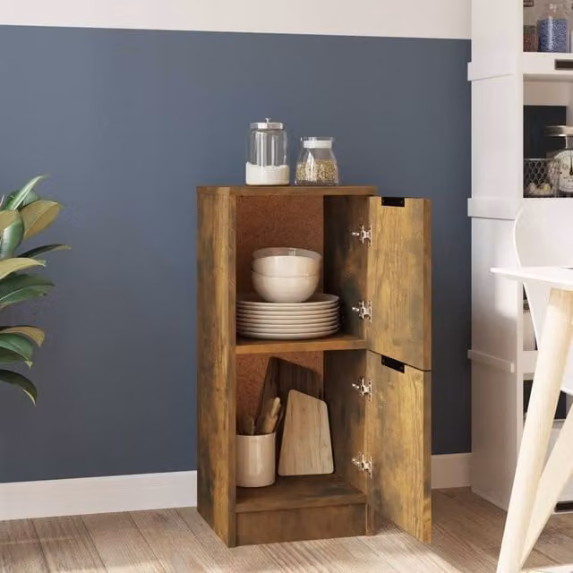 Berkfield Home Smoked Oak Sideboard in Brown, W/D/H: 30 x 30 x 70 cm