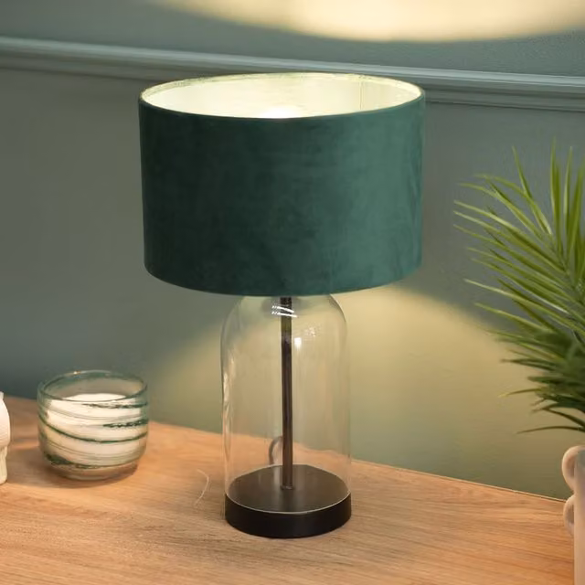 ValueLights Jessy Glass Table Lamp Base in Black