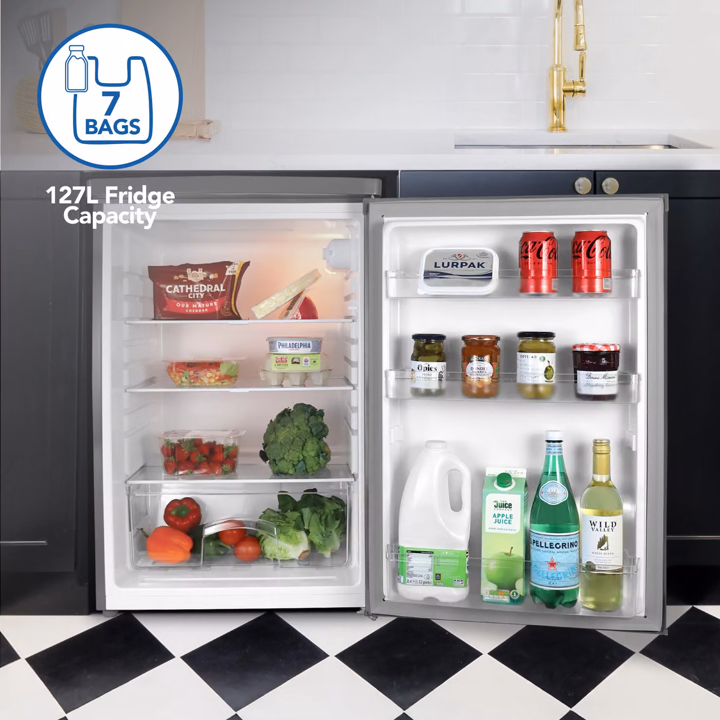 Igenix Under Counter Larder Fridge, 127 Litre, Silver – 3