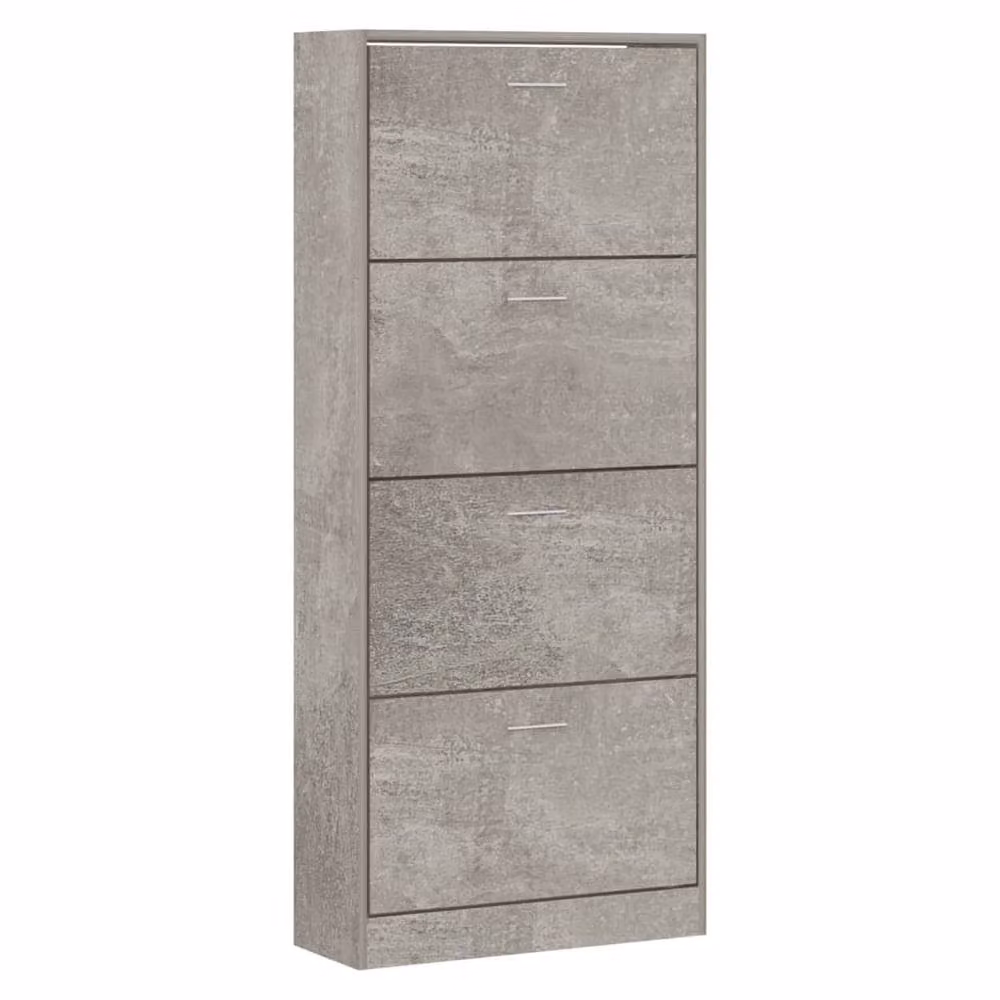Berkfield Home Modern Grey Shoe Cabinet with Tilting Compartments and Internal Drawers, W: 63 cm, D: 24 cm, H: 147 cm – 2