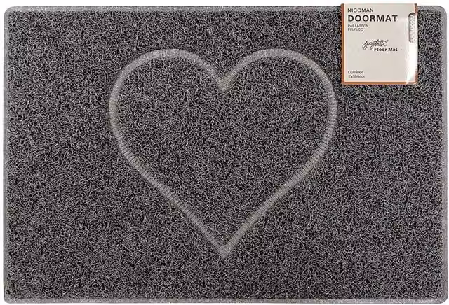 Nicoman Grey Heart Embossed Brushing Doormat