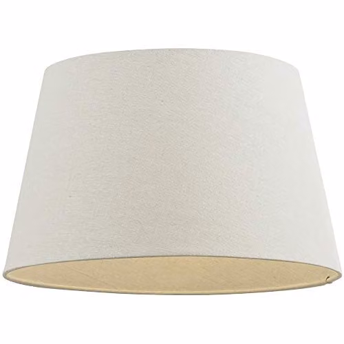 Loops Round Tapered Drum Lamp Shade in Beige Linen Fabric, Diameter: 35.56 cm