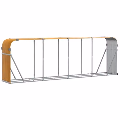 vidaXL Log Holder in Brown Wood Look, Galvanised Steel, W/D/H: 300 x 45 x 100 cm